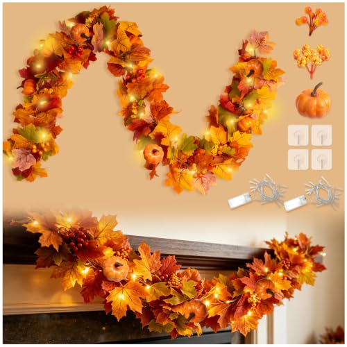 RYJJEEST Lot de 2 Guirlandes Automne avec Éclairage LED - 17