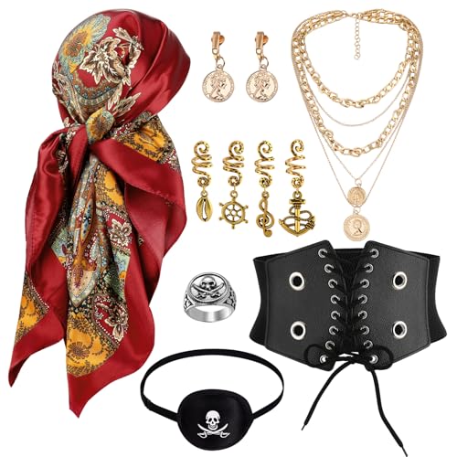 Camptrip Lot de 11 costumes de pirate pour femme avec cache-