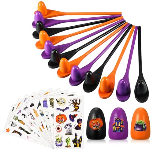 Toulite Lot de 24 cuillères à œufs dHalloween avec autocolla