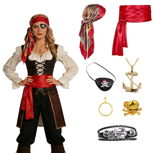 Ensemble Costume Pirate Médiéval 7 pièces