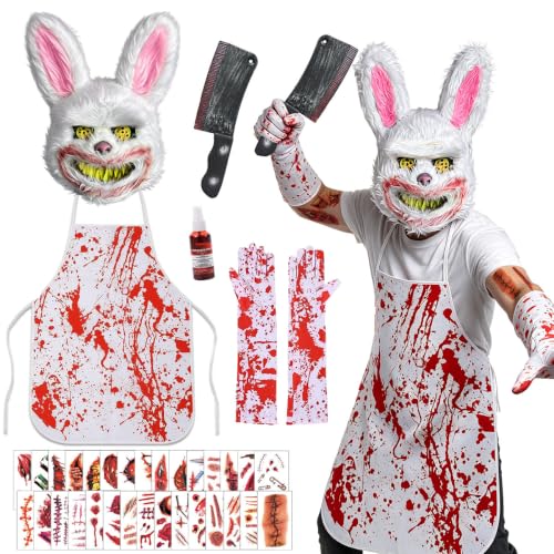 Masque de Lapin Effrayant Halloween, Déguisement Lapin Horre