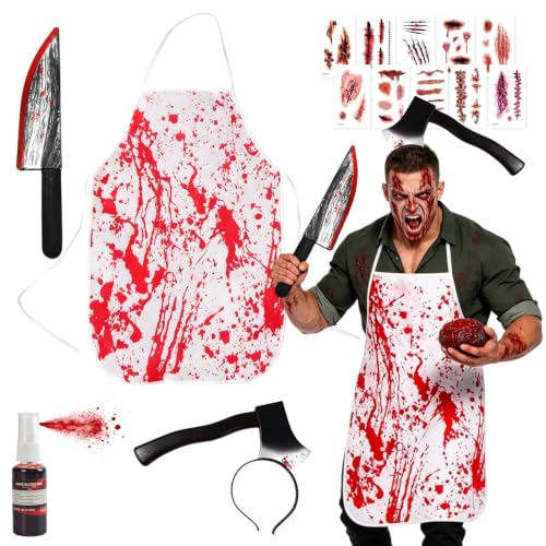 Costume de Boucher Sanglant, Comprenant un Tablier de Bouche