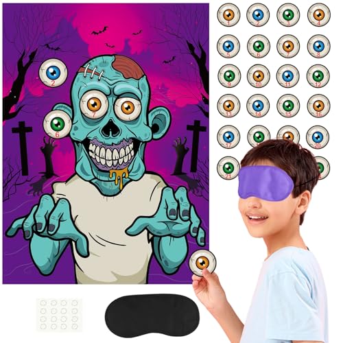 PLULON Halloween Games Pin The Eyeball on The Zombie Game av