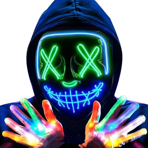 Efymosce Masque à LED La Purge pour Halloween, Masque dHallo