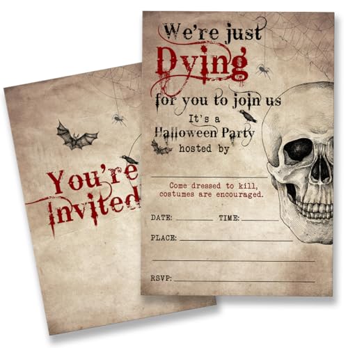 QZJ Lot de 20 invitations vintage pour fête dHalloween avec
