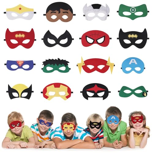 URAQT Masque de Super-Héros, 16 Pièces Masques pour Enfants