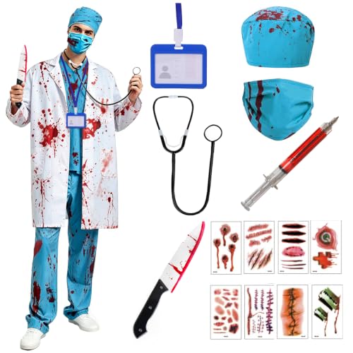 CHMMY Déguisement Halloween Docteur Homme, Kit Complet Dégui