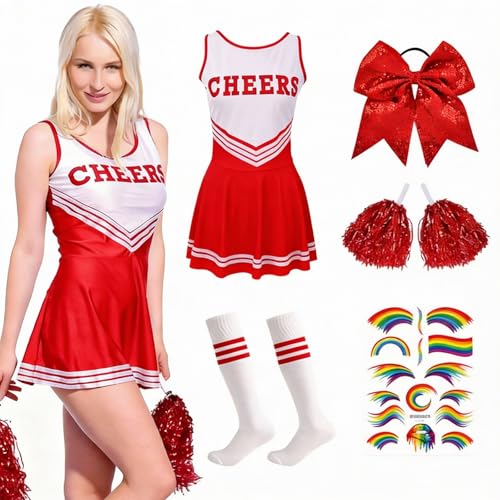 yolzhxe Costume de Pompom Girl pour Femme, S Deguisement Pom