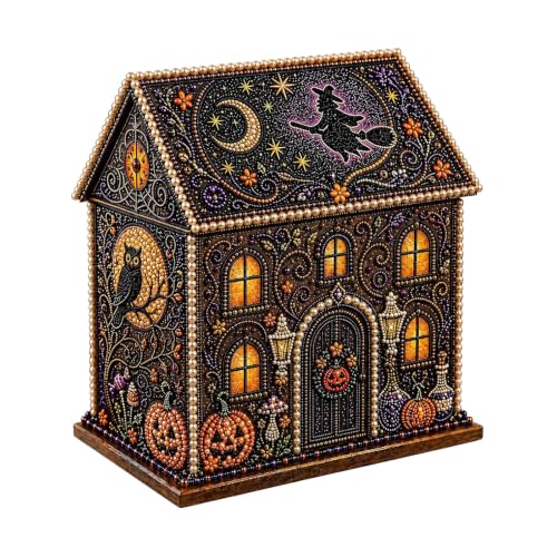Kit Maison Hantée Halloween en Bois, Peinture Diamant 3D, Lo