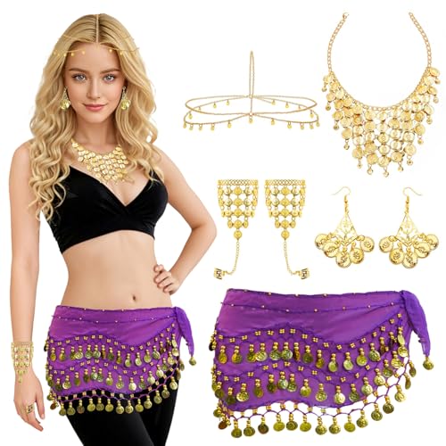 Baisdan 7 Pièces Ensemble de Bijoux pour Danse du Ventre ave