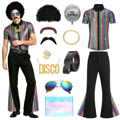 YYDSXK Tenue Annee 70, Deguisement Disco Homme incluant Perr