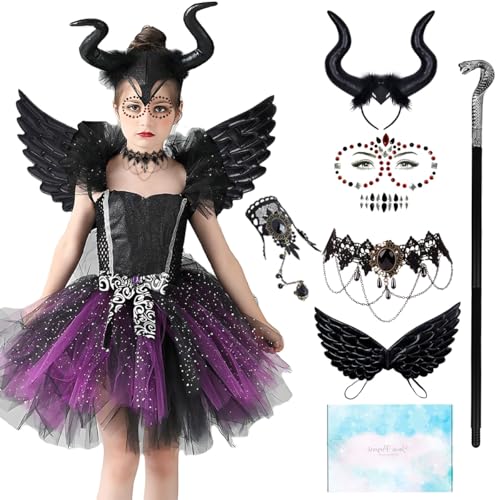 YYDSXK Déguisement Sorcière Halloween Fille, Robe Tutu Noir 