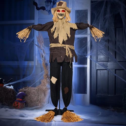 JOYIN Épouvantail animatronique dHalloween de 177,8 cm, acce