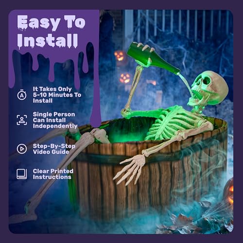 JOYIN Squelette dHalloween animatronique de 1,5 m avec effet