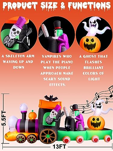 EBANKU 4M Train Gonflable Halloween, Fantôme Conduit Un Trai