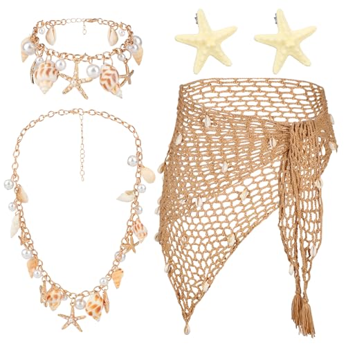 XEPST 5PCS Costume de Sirène pour Femme-Ensemble dAccessoire