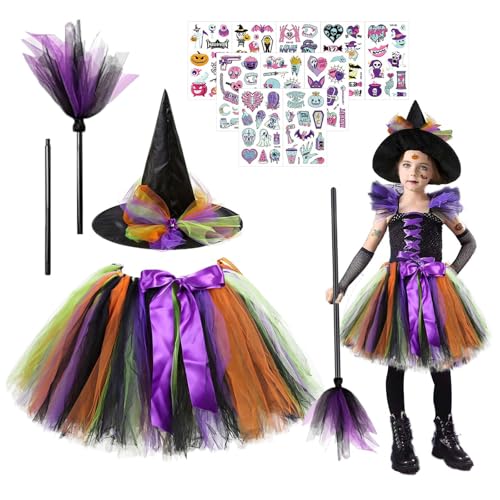Costume Chauve-souris Fille Halloween - Robe Tutu + Ailes + Bandeau + Sac - Taille 3-4 Ans à 9-12 Ans - Violet