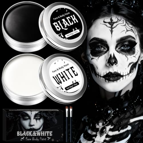 Maquillage Halloween pour Visage, Peinture Visage Blanc Noir
