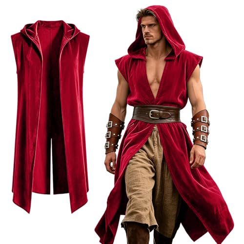 Gilet à capuche médiéval pour homme - Cape sans manches - Tu