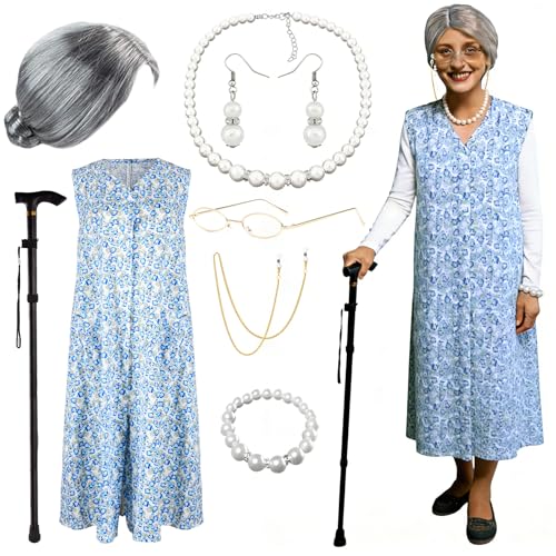 CHMMY Déguisement de Grand-Mère pour Carnaval - Ensemble de 
