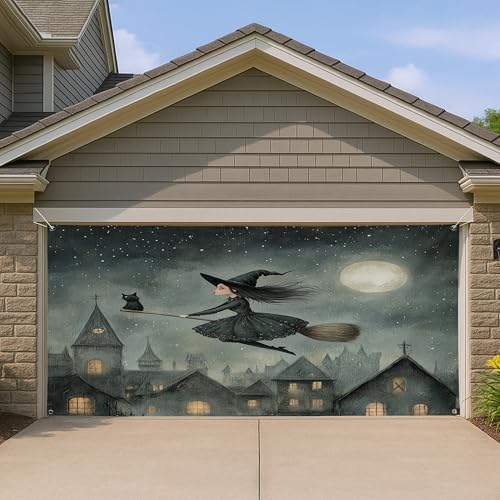 1,8 x 4 m Halloween sorcière porte de garage couverture couv