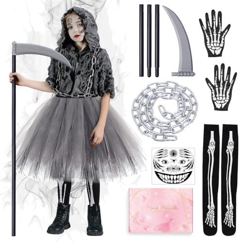 Déguisement Faucheuse Enfant Fille, Costume Halloween Enfant