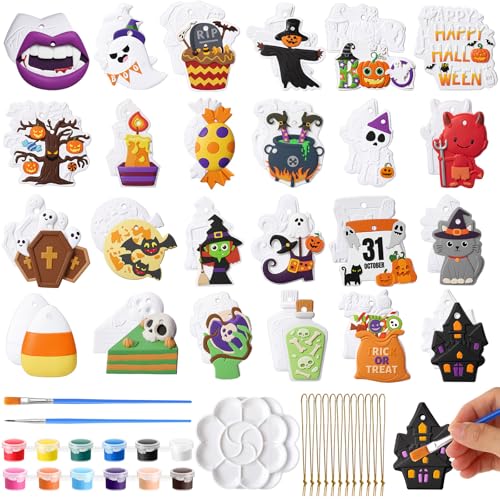 Seenelling Lot de 24 kits de peinture dHalloween à faire soi