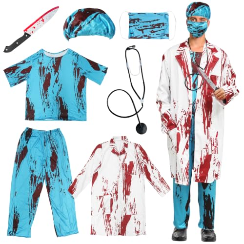 KIKVTER Déguisement Médecin Zombie Homme, Deguisement Hallow