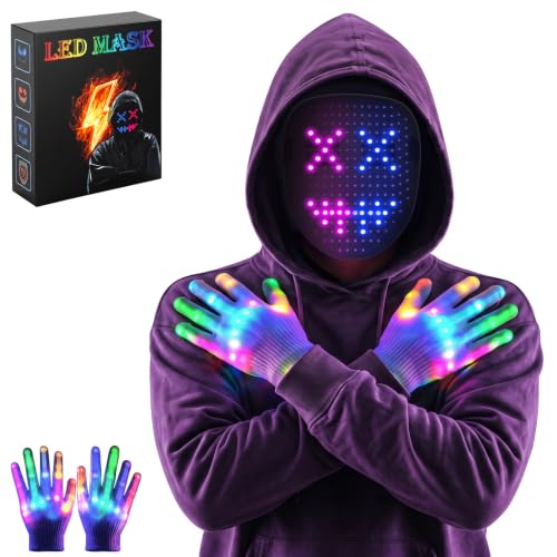 PlayDen Masque LED Halloween Avec Gants Lumineux à LED, Cade