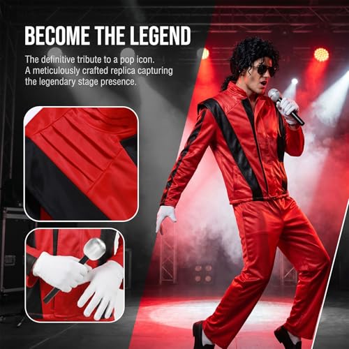 Harsever Costume 80s Pop Star Homme (Rouge, M)