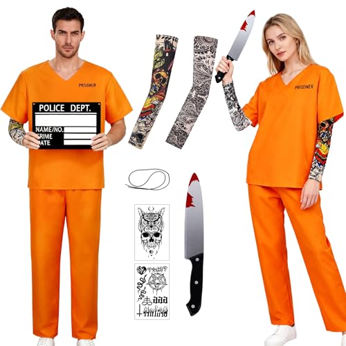 Hifot Deguisement Prisonnier Homme Femme Tenue Prisonnier Or