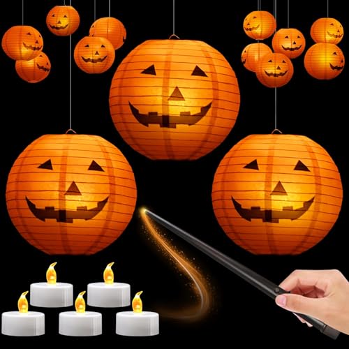 Charfia Lot de 10 lanternes en papier pour Halloween - Décor