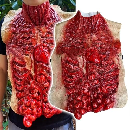 Batbblxn Costume de zombie effrayant avec fausses parties du