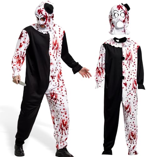 Déguisement Homme Clown Gris Tueur - Style Ensanglanté Inspiré Du Film "Ça"