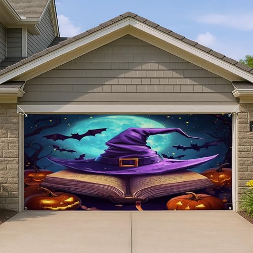 1,8 x 4 m Chapeau de sorcière effrayant pour porte de garage