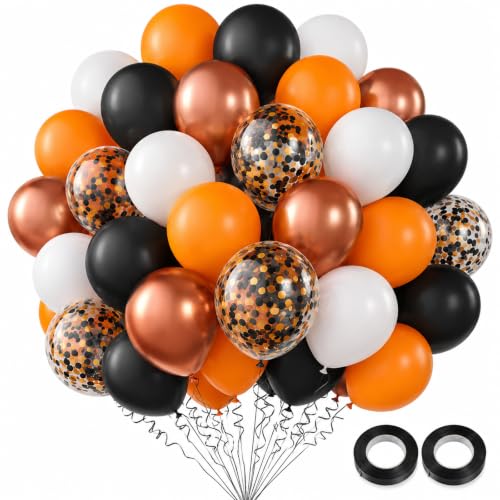 60 Pcs Ballon Halloween, Ballon Orange et Noir, Ballons 12 p