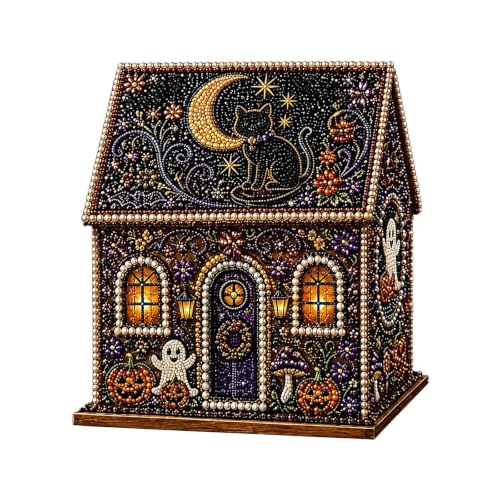 Kit Maison Hantée Halloween en Bois, Peinture Diamant 3D, Lo