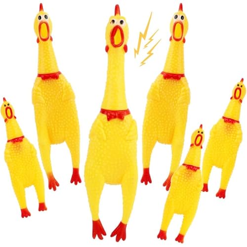 Lot de 6 poules en caoutchouc jaune qui crient en forme de p