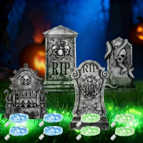 KOMEIYL 4pcs Halloween Pierres Tombales de Cimetière, Pierre
