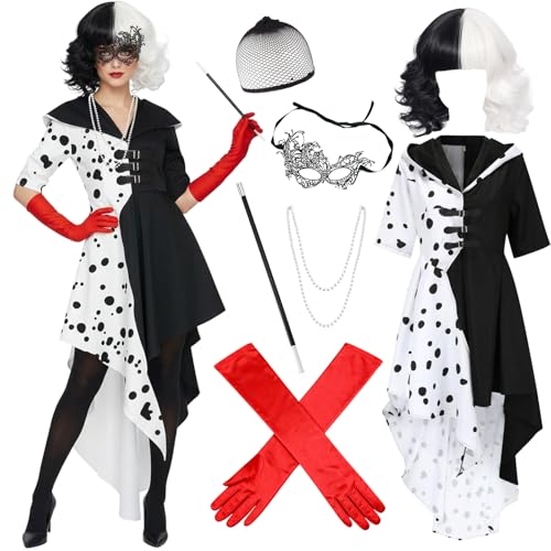 Carreuty Lot de 7 costumes de diable pour femme - Perruque n