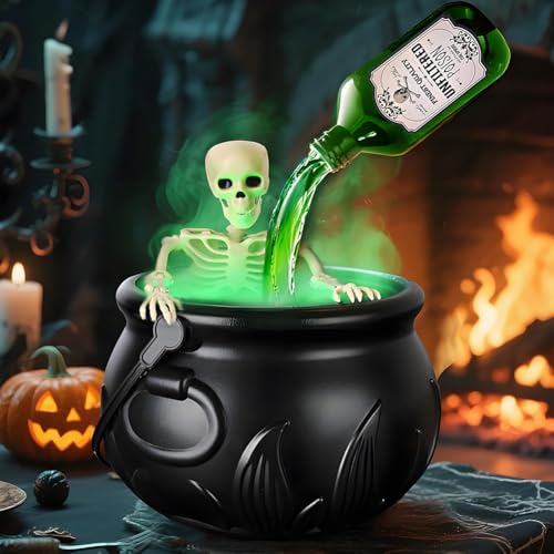 Starnearby Décorations Halloween Chaudron avec Squelette, Ch