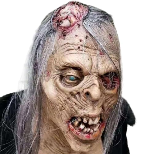 Yeaxxsqy Masque Effrayant de Zombie en Latex de Vieil Homme 