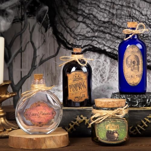 SKOOLOVE Lot de 4 Bouteilles de Potion Magique en Verre Avec