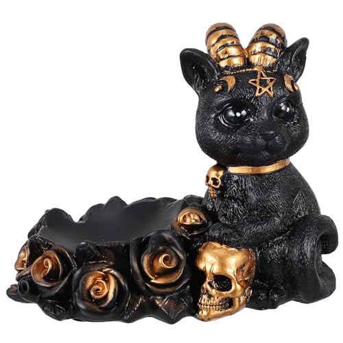 Base de Boule de Cristal Chat Gothique en Résine Noire Fête 