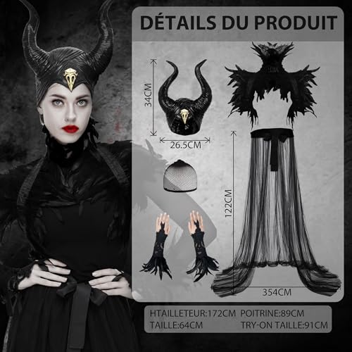 Joellfuner Halloween Deguisement Femme, Costume Maléfique Ac