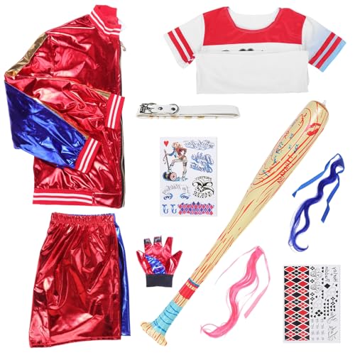Alaiyaky Costume Harley pour femme, Quinn Cosplay Clown Tenu