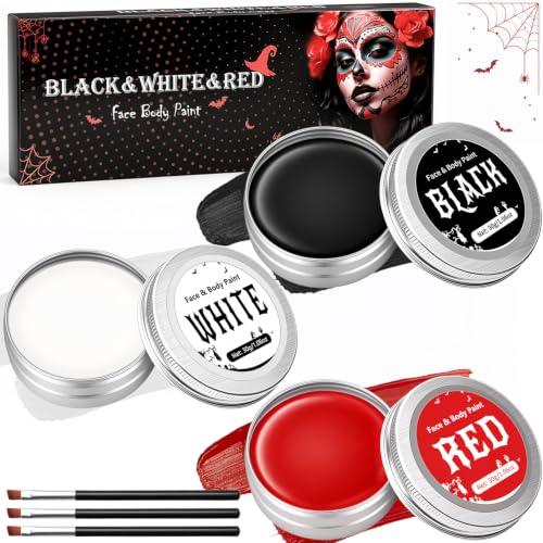 Maquillage Halloween pour Visage Blanc Noir Rouge - Kit Hall