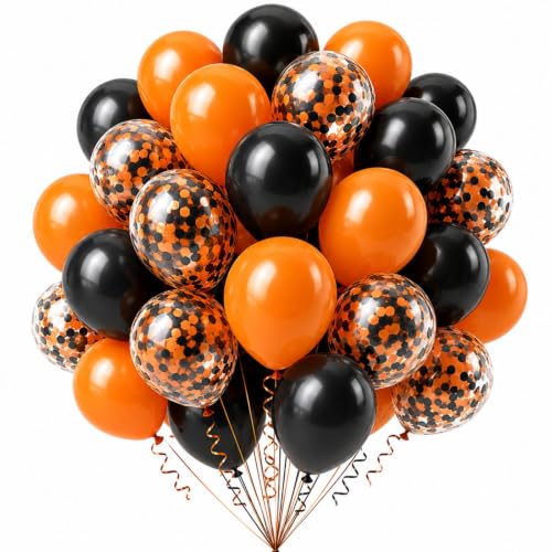 Ballons Noir Orange dHalloween, Ballon dHalloween, Orange et