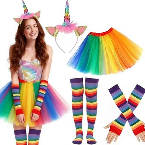 Ayucanpeng 4pcs Costume Darc-En-Ciel Pour Femme,avec Tête Li