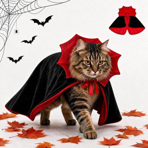 Costume Halloween Chat, Cape de Vampire Costume pour Chat, C